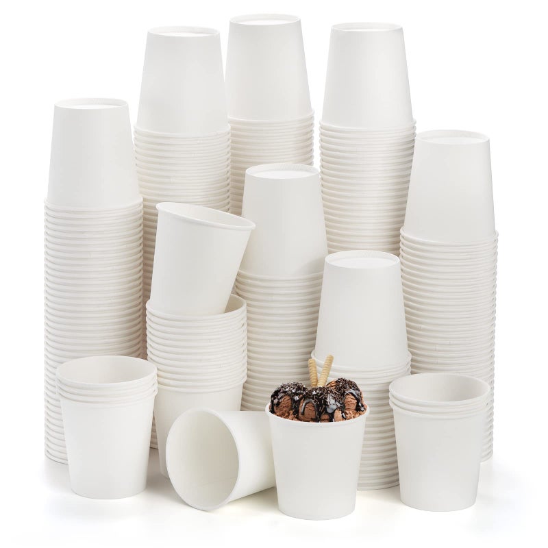 Tebery 300 Pack White Paper Coffee Cups 6oz Disposable Paper Cup for Water, Juice, Coffee or Tea - Image 1